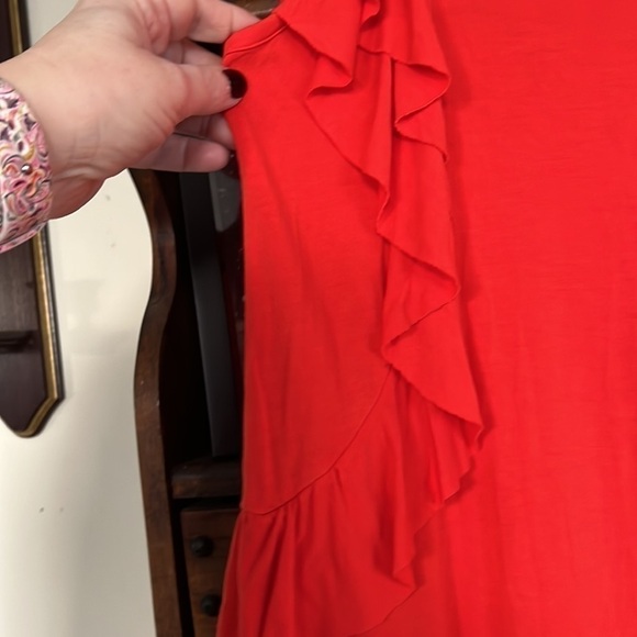 A.N.A.(A New Approach) Orange/Red Sleeveless Dress w/Ruffles, Size Medium, EUC. - Picture 5 of 6